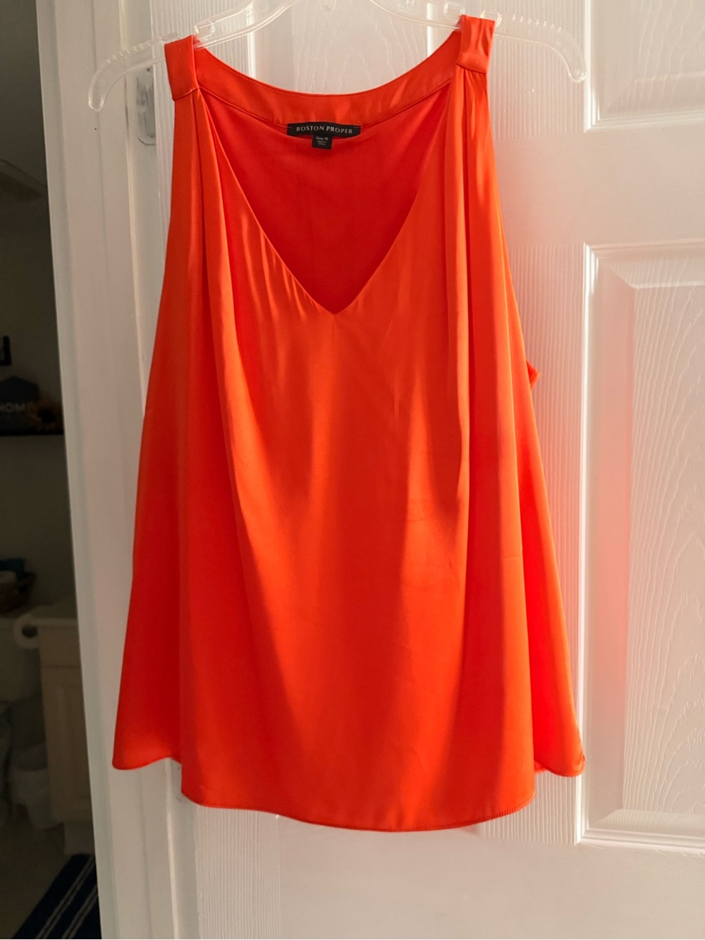 Boston Proper Bright Orange V-Neck Sleeveless Camisole
